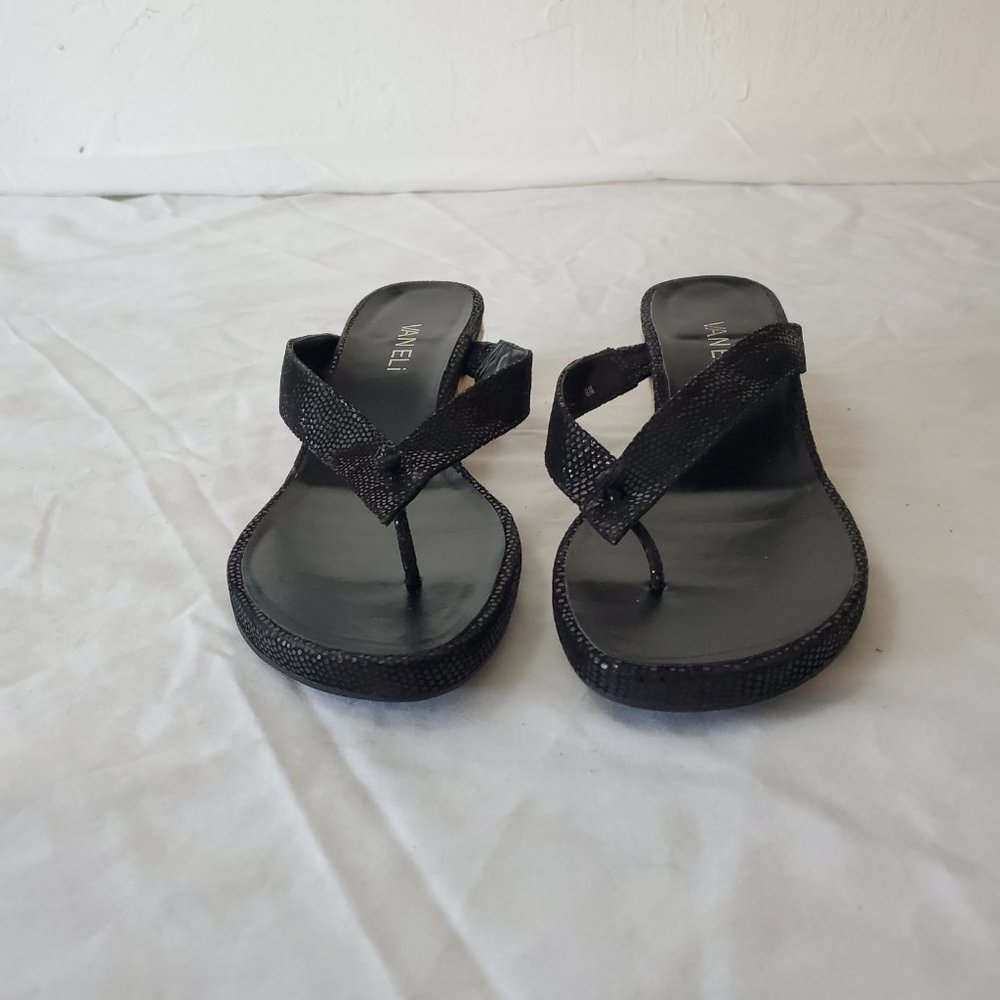 Vaneli Black Wedge Heel Sandals NEW - Picture 2 of 5